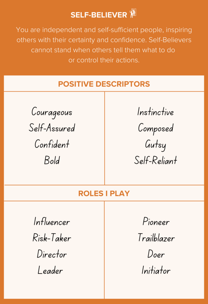 high 5 strengths test self-believer